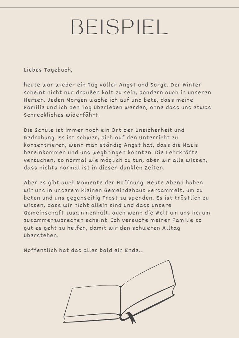 Bild, von einem Beispiel für ein Tagebuch Eintrag