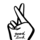 Zeichnung von einer Hand, welches die Finger überkreuzt hält, mit dem Schriftzug "good Luck"
