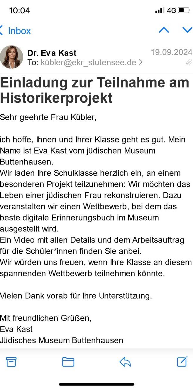 Mail von Frau Kast