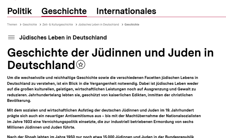 Artikel Geschichte der Juden in Deutschland