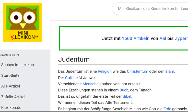 Website Ausschnitt Definition Judentum