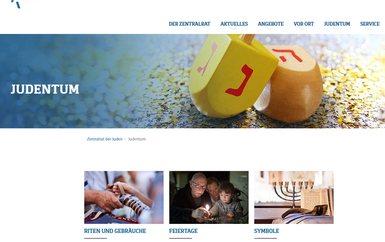 Screenshot der Website Judentum