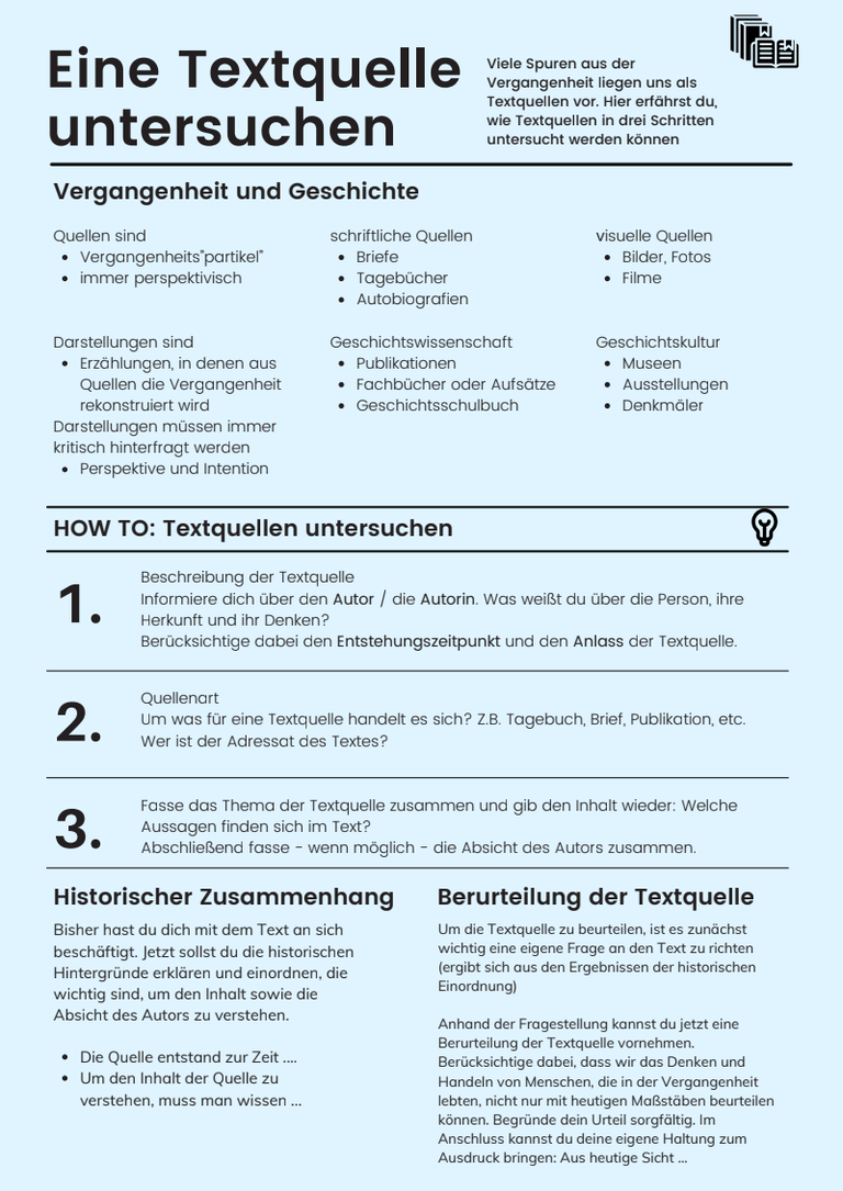 Merkblatt wi man eine Textquelle untersucht