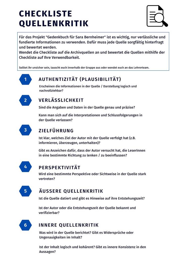 Checkliste Quellenkritik