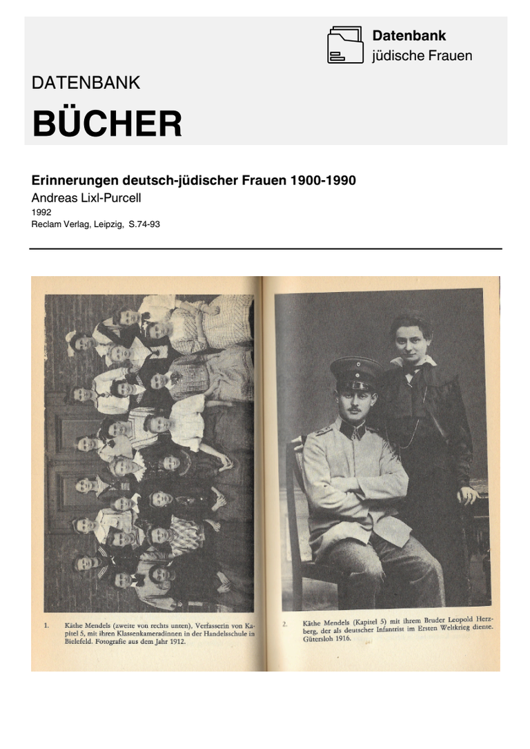 Buchseite Erinnerungen Deutsch-Jüdischer Frauen 3