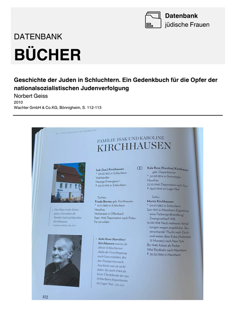 Buchseite Geschichte der Juden in Schluchtern 1