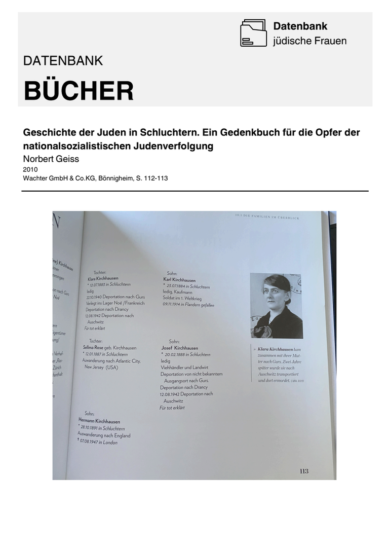 Buchseite Geschichte der Juden in Schluchtern 2