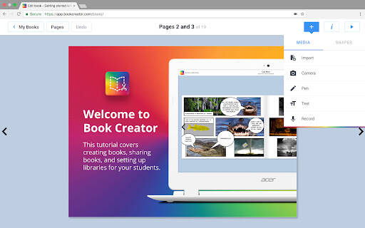 Screenshot Welcome to Book Creator