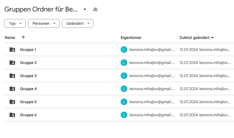 Gruppenordner für Bewertung Gedenkbuch